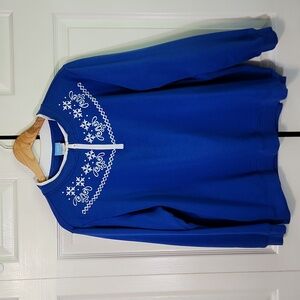 Vintage Comfort Corner Womens Blue & White Sweatshirt Size XL Embroidered 90s
